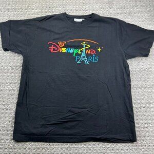 Disneyland Resort Paris T-Shirt Men XXL Black Colorful Graphic Print Souvenir